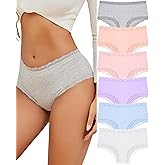 Sth Big Cotton Underwear for Women High Waisted Womens Underwear Pack Sexy Lace Edge Bikini Cheeky Panties Girls Brief