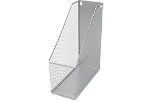 YBM HOME Mesh Steel Deluxe Magazine Rack, Extra Wide Magazine File Holder (1, Silver)