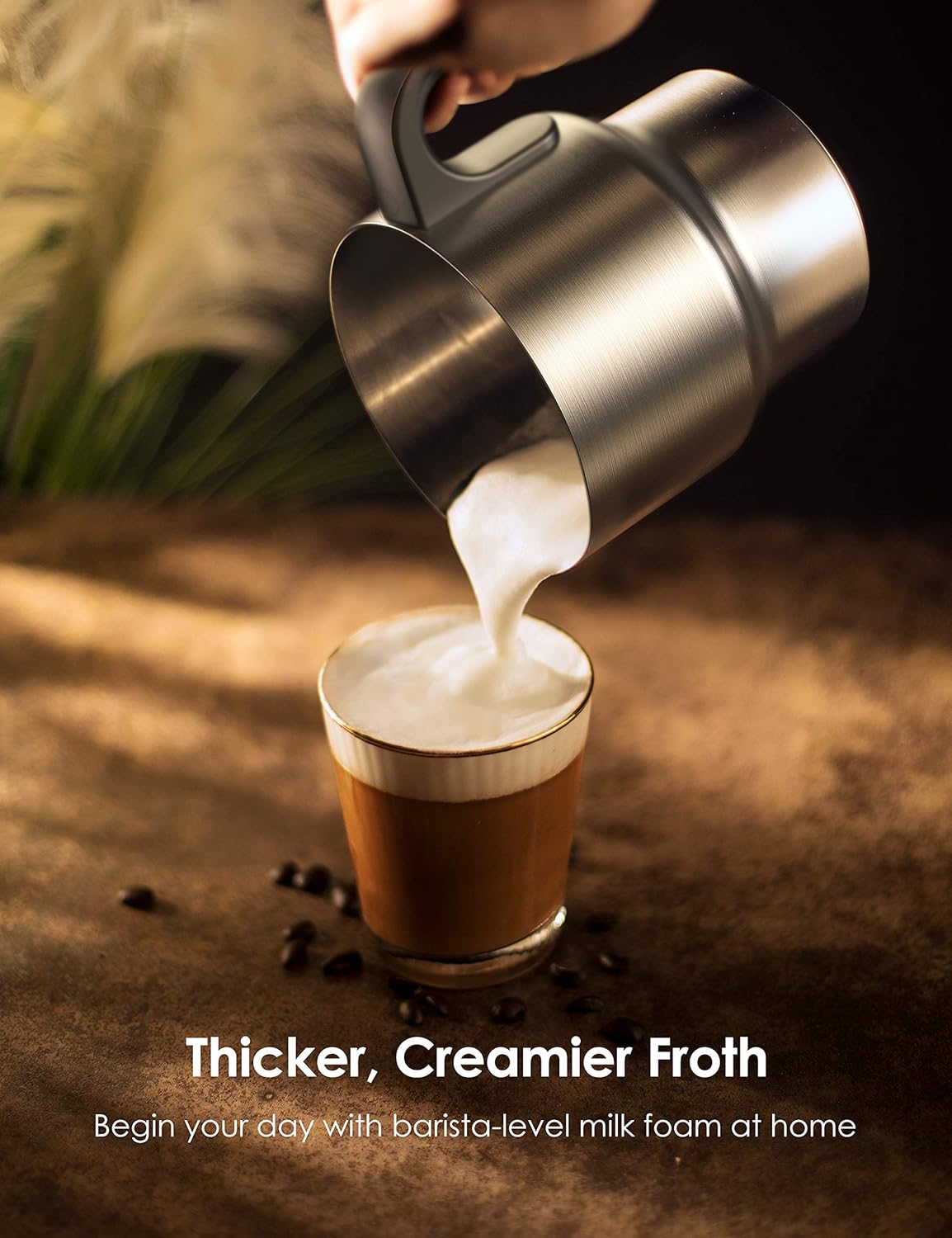 Detachable Milk Frother, 4 in 1 Miroco 16.9oz Automatic Stainless Steel Milk Steamer with Hot & Cold Foam Latte, Cappuccino, Macchiato, Warm Milk, Hot Chocolate, Dishwasher Safe, Silent Operation, 120V: Kitchen & Dining
