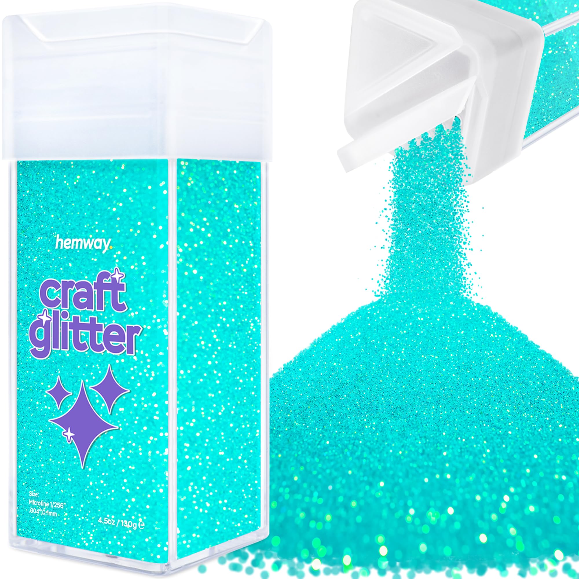 Hemway Glitter Shaker Fluorescent Blue 130g Microfine, Craft Glitter Shaker for Resin & Epoxy Crafts, Christmas Art Supplies, Nail, Body, Face, Eye, Festival, Crafting, Slime, Sparkle — image 1