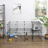 SONGMICS Pet Enclosure LPI02H 2 Levels Mesh Panels Indoor 143x73x71 cm Black view 3