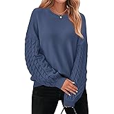 PRETTYGARDEN Womens Fall Sweaters 2025 Cable Knit Long Sleeve Crewneck Casual Chunky Pullover Oversized Sweater Outfits