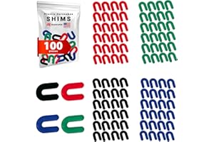Glazelock Plastic Horseshoe Shims for Leveling Multipack (100-Piece 1/4, 1/8, 1/16, 1/32-inch) U Shape Tile Shims Spacers to Level Windows, Floors, Toilets, Doors – Indoor Outdoor Use - Made in USA