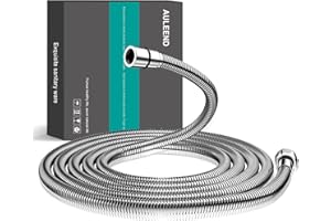 auleend 118 inch (3 m) encrypted shower hose 304 stainless steel metal - Extra long shower hose - Replacement handheld shower head - High pressure hose -chrome