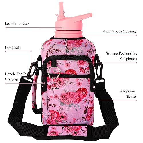 Thermosis 2 Lids 64 Oz Water Bottle With Straw | Stainless Steel Insulated  Half Gallon Water Bottle | Include Sports Water Bottle Holder With Strap (1/2  Gallon Water Jug) - Pink in Saudi Arabia | Whizz Thermoses