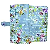 Shag Wear Vintage Hummingbird Large Wallet Vegan Faux Leather Floral Bird Design Clutch with Card Slots Bill Compartments ID Window Zippered Coin Pocket 7" Blue