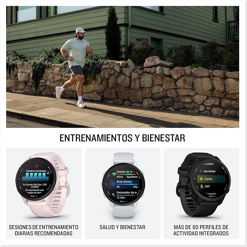 Forerunner 70 Reloj Inteligente para Correr con GPS, Pantalla Táctil AMOLED, Métricas Optimizadas, Planes de Entrenamiento, Estado de Salud, Autonomía de 13 Días, Lila