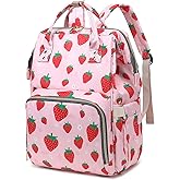 Yusudan Laptop Backpack for Women Men, 15.6 inch College School Backpack Bookbag for Work/School/Travel/Business (Strawberry Pink)