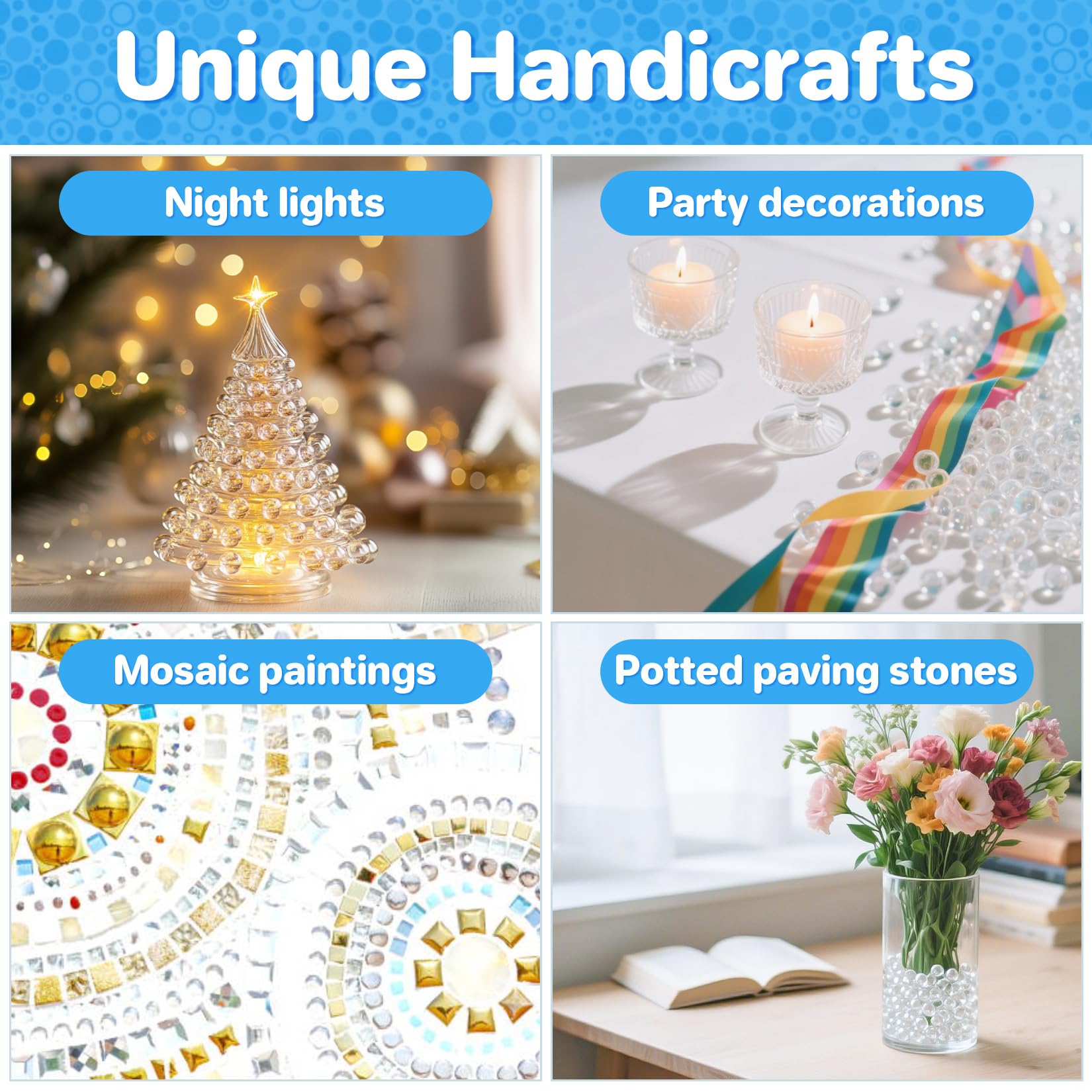 Sukh 190 Pcs Clear Marbles for Vase Filler - Small Round Glass Beads 0.39In Transparent Glass Marbles for Vases,Aquariums,Home Decoration,Games,1LB