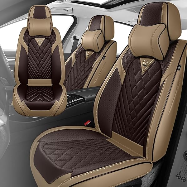 AUTOSEATPROTECTOR LEATHER SEAT COVERS FIT FOR 2009-2025 F150 SEATS, 2011-2025 F250 F350 F450 SEATS, FULL COVERAGE PICKUP TRUCK SEAT COVER (FULL SET WITH PILLOW, BROWN COFFEE)