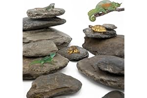 GENERIC KINGRUI Natural Slate Rock 3 to 12 Inches Rocks, Suitable for Miniature or Fairy Gardens, Aquariums, Model Railroads, and Wargaming, Tank Decor, Amphibian Shells (44lb)