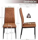 Yaheetech Set of 4 Dining Chairs Modern Faux Leather with Petal Back Retro Brown view 2