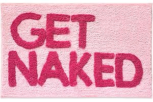 New Mungo Get Naked Bath Mat Pink - Hot Pink Bathroom Rug, 31" x 20"