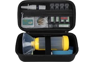 Elonbo Carrying Case ​for Asthma Inhaler, Inhaler Spacer for Kids and Adults, Masks, Inhaler Holder Asthma Travel Organize Bag, Pocket Fits Allergy Meds, Ventolin Inhaler, Black (Case Only)