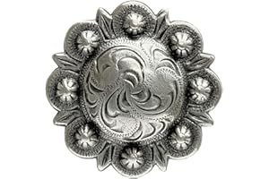 Leathercraft Saddle Conchos - Antique Engraved Berry & Screwback - Pack of 10 PCS (BS9163-2-SRTP, 1-1/2")