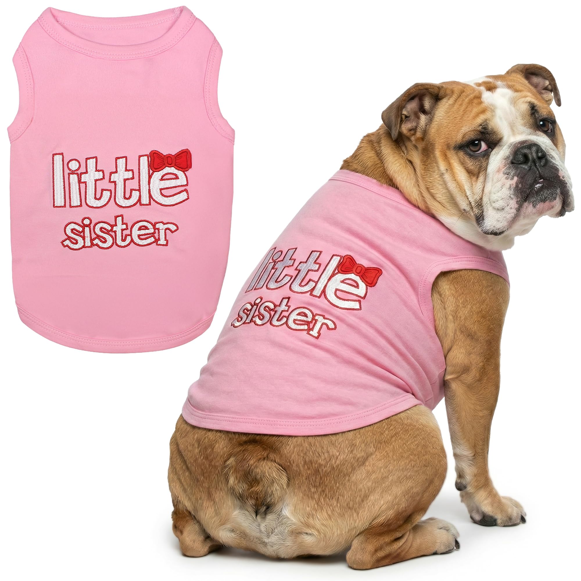 Parisian Pet Dog Cat Clothes Tee Shirts Little Brother, Little Sister (Little Sister, 3XL)