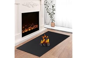 TOHONFOO Health Rugs for Fireplaces Fire Resistant, 42x24x0.04 inch Fireproof Fireplace Mat Hearth Rug, Hearth Pads for Wood Stove Fireplace Indoor Outdoor, Protect Floors Carpets from Sparks Embers, Black