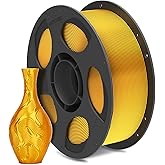 ANYCUBIC Silk Filament, Clog-Free Shiny 3D Printer PLA Filament 1.75mm Dimensional Accuracy +/- 0.02mm, 1KG Reusable Spool (2.2 lbs), Silk Gold