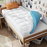 ELEMUSE Dual Layer 3 Inch Memory Foam Mattress Topper Twin XL, Dorm Room 2 Inch Cooling Gel Memory Foam Plus 1 Inch Down Alte