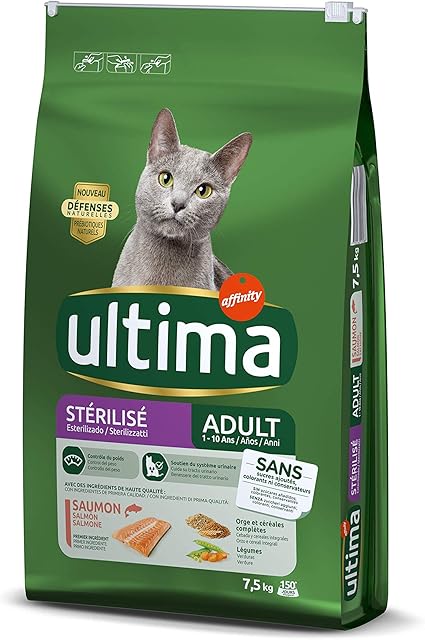 Ultima Croquettes Pour Chat Stérilisé Avec Saumon 75 Kg
