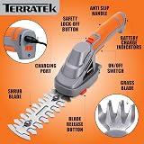 Terratek 2 in 1 Cordless Hedge Trimmer 7.2V with 2 Blades 120mm view 9