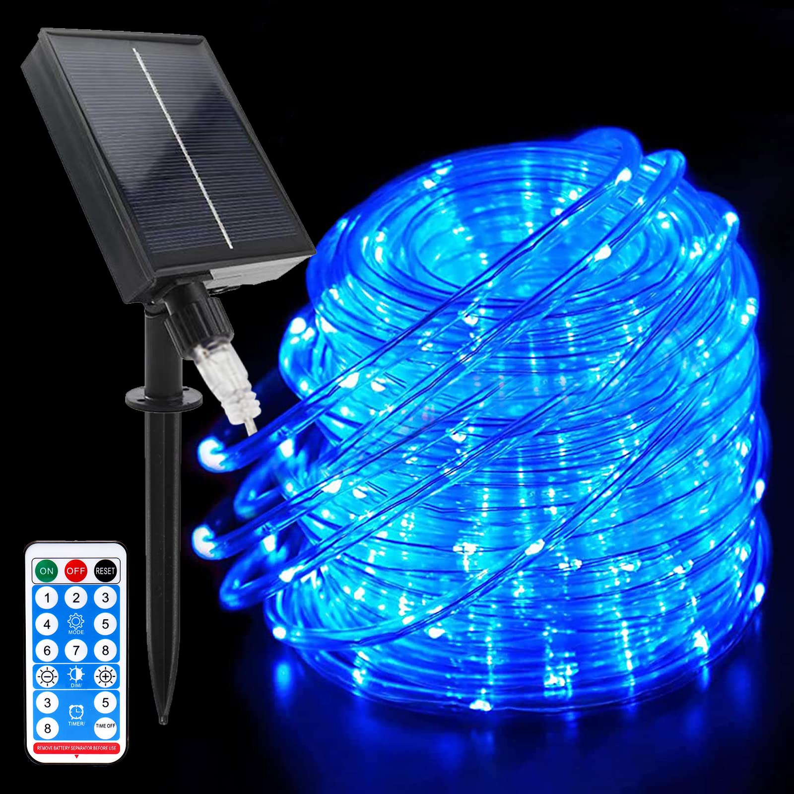 Solar String Lights Outdoor, 66 FT 200 LED Tube Fairy String Lights, Waterproof String Light with 8 Modes, Remote Control, Ideal for Indoor Outdoor Party Christmas Decoration [Energy Class D] — image 1