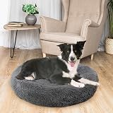 Enjamoy Plush Donut Dog Bed Calming Round Bed 80cm Dark Grey view 5