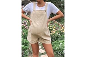 Women's Maternity Overall Shorts Button Tie Knot Strap Romper Pregnancy Short Jumpsuits with Pockets