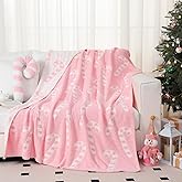 Hillsuren Candy Canes Throw Blanket and Pillow Set Include Pink Christmas Blanket 50 x 60 Inch and Candy Canes Plush Throw Pillows Cushion for Couch Sofa Bed Home Decorations and Christmas Gift