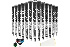 Full Choice Rubber Golf Grips 13 Pack, High Traction, Non-Slip, Advanced Texture, Choose from 13 Grips or 13 Grips with Regripping Kit, Standard/Mid/Jumbo Size, 4 Colors Available RG01 Golf Club Grips