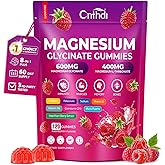 CNFHDI Magnesium Glycinate Gummies 600mg, 120 Counts Chews Sugar Free Magnesium Gummies for Adults & Kids with L-Threonate, Calcium, Zinc & CQ10, Potassium Supplements for Zzz, Brain, Muscle & Relax