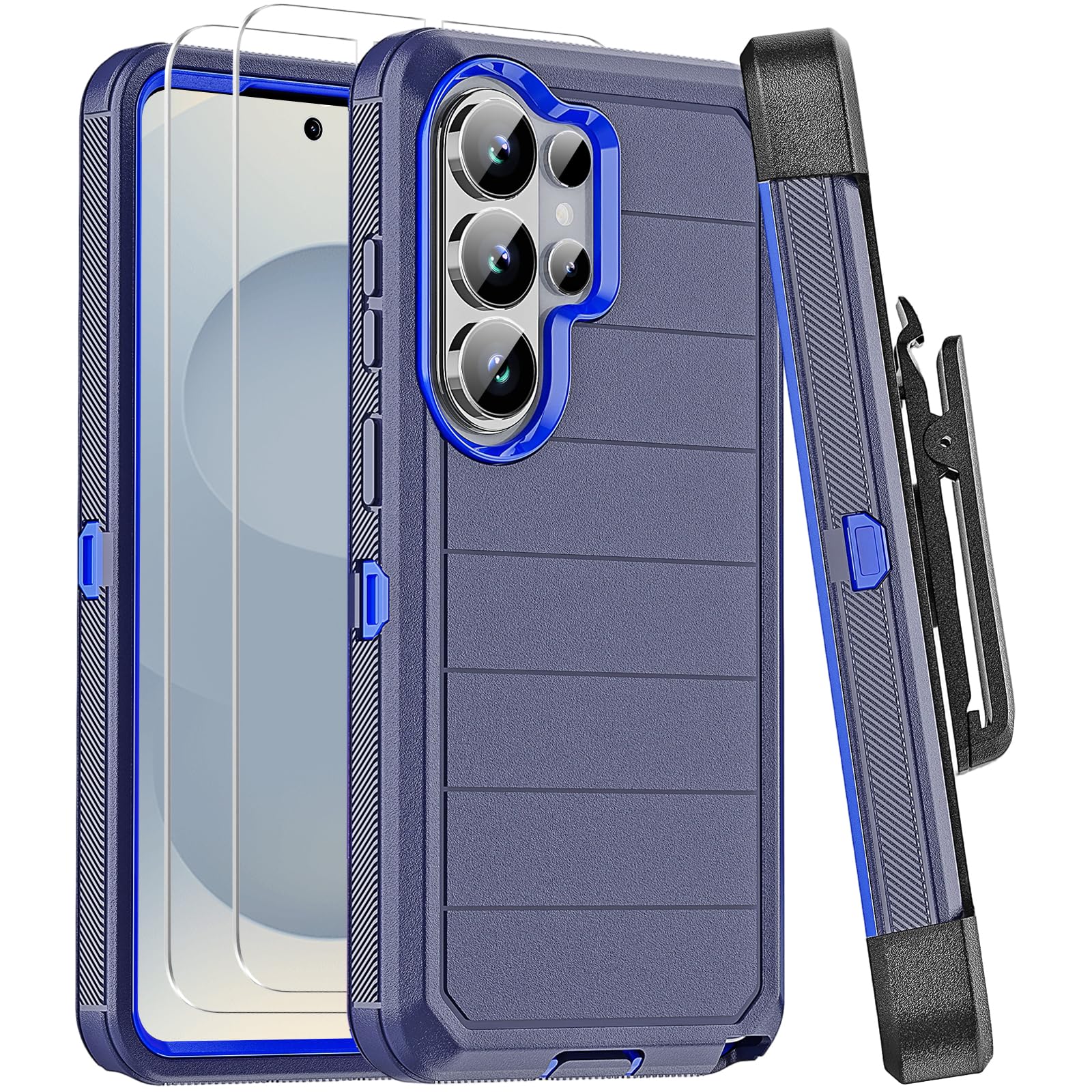 for Samsung Galaxy S26 Ultra Case with Belt Clip Holster, 2X Screen Protector, Heavy Duty 3-Layer Military Grade Rugged Full Body Shockproof Protection Phone Cover for Galaxy S26 Ultra (Blue)