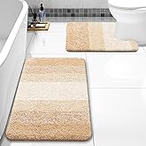 Arotive Bathroom Rugs Sets 2 Piece, Soft Absorbent Microfiber Bath Mats and U-Shaped Contour Toilet Rug, Non-Slip Machine Washable Dry Bath Mats for Bathroom, 30x20 and 24x20, Beige