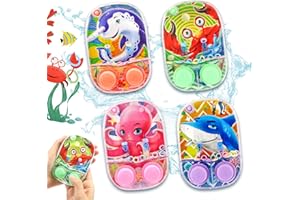 SevenQ Water Games for Kids Handheld, 4 Pack Ocean Themed Water Ring Toss Handheld Games Water Toys, Car Game for Kids and Family Stress Relief, Retro Toys Mini Toys for Party Favor Gifts Travel Games