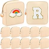 Kacctyen 12 Pcs Mini Makeup Bag Nylon Small Pouch for Purse Mini Square Nylon Pouch with Zipper Small Cosmetic Travel Makeup Bag Purse Organizer for Women(Beige Color,Regular)