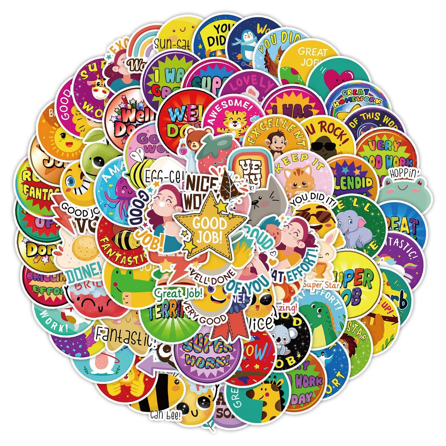 100 Pcs Student Reward Stickers - Vinyl, Waterproof, Aesthetic Personalised Stickers for Teens, Boys, Girls, Adults, Children - Laptop, Car, Scrapbook, Phone, Skateboard, Suitcase, Luggage, Bike