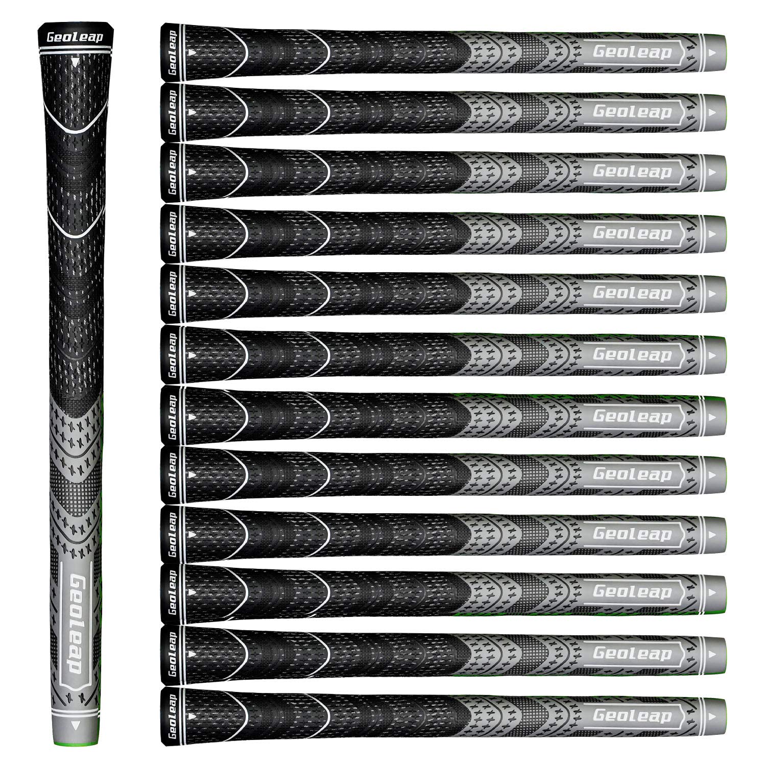 Geoleap ACE-C Golf Grips Set of 13- Cord Rubber, Hybrid Golf Club Grips, Standard/Mdisize, 10 Colors Optional. (Midsize, Gray)