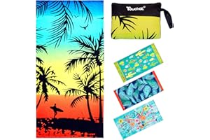 Touchat Beach Towel Oversized,Thick Sand Free Microfiber Beach Towel 30”x60”, Super Absorbent Tropical Coconut Tree Sunset Swim Beach Towels for Kids,Women,Men,Boys, Girls