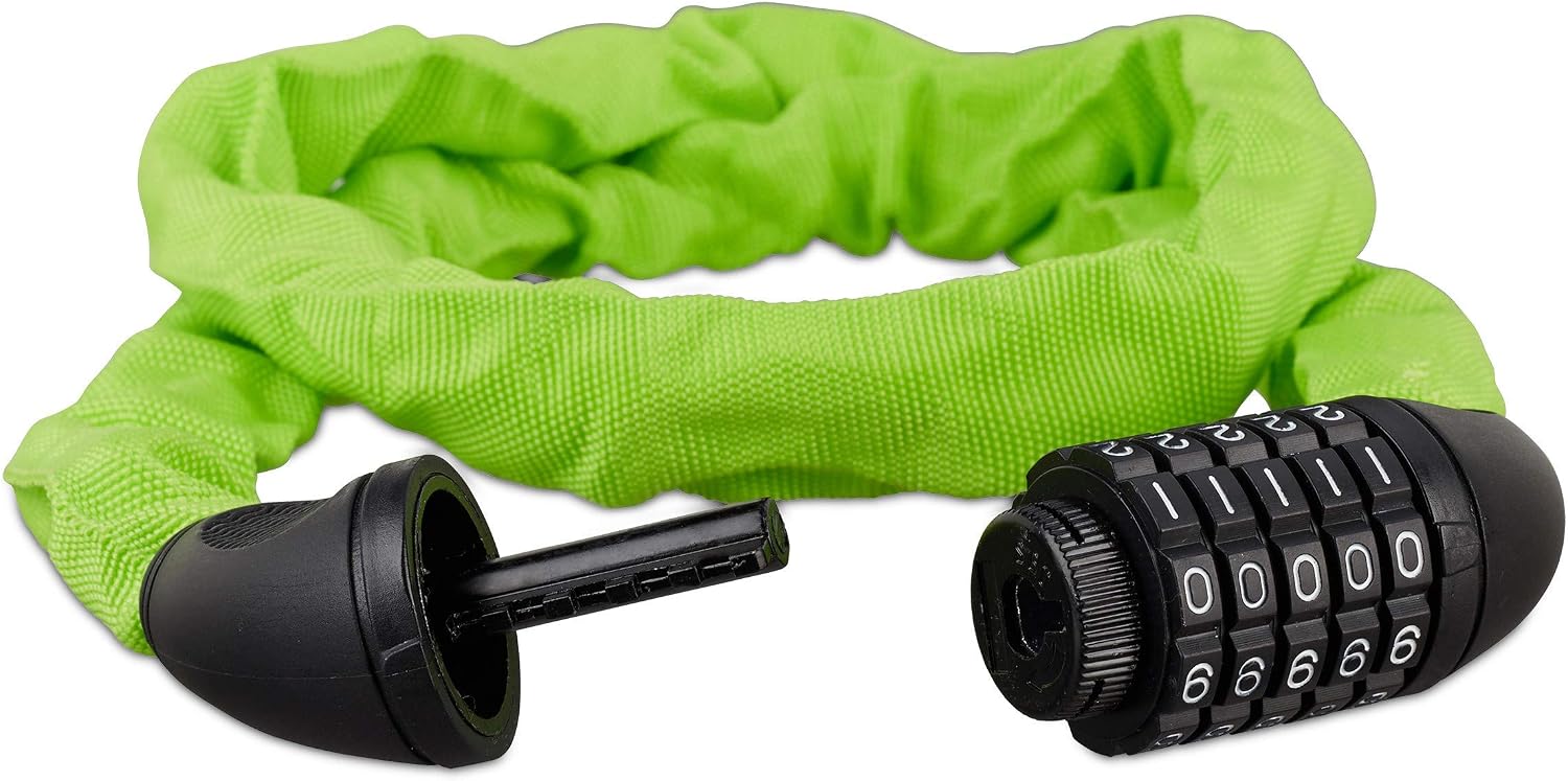 Relaxdays 10026006_53, Green Bikes, 5 Digit Combination Chain for Security Bicycle Lock, Steel, 120 cm - Image 5