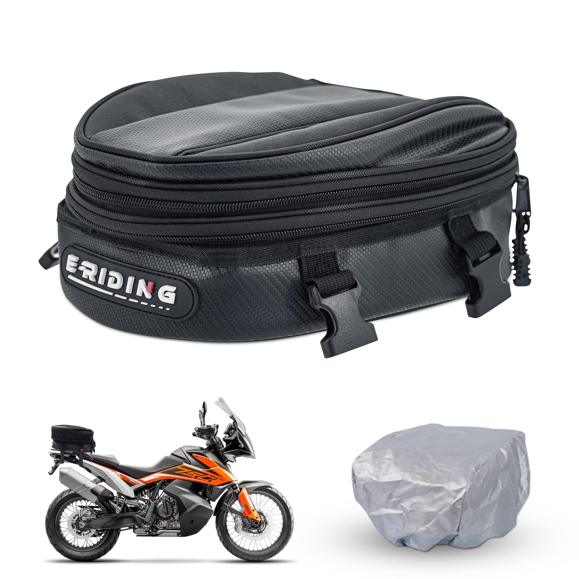 Photo 1 of HHLUPUP Motorcycle Tail Bag 15L – Waterproof PU Leather Seat Bag and Sport Backpack, Multifunctional Luggage for Motorbike Touring, Saddle Bag with Straps for Rear Seat