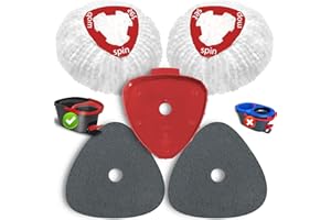 5 Pack Spin Mop Replace Head for Vileda EasyWring 1-Tank, Includes 2 Microfiber Mop Replacement Refill, 2 Prone to Foaming Sc