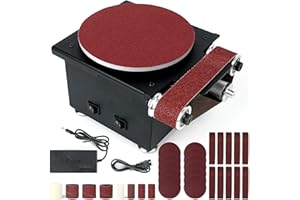 OUYANG Twotrees Mini Disc Sander 6-Inch, 1.2x15in Belt Bench Grinder, Dual Motor Adjustable Speed Electric Sander Suitable for Diy Grinding of Metal, Wood, Aluminium, Etc