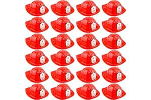 Cotiny 24 Pack Kids Firefighter Helmet Novelty Cosplay Hats for Kids Firefighter Party Halloween Costume Accessories