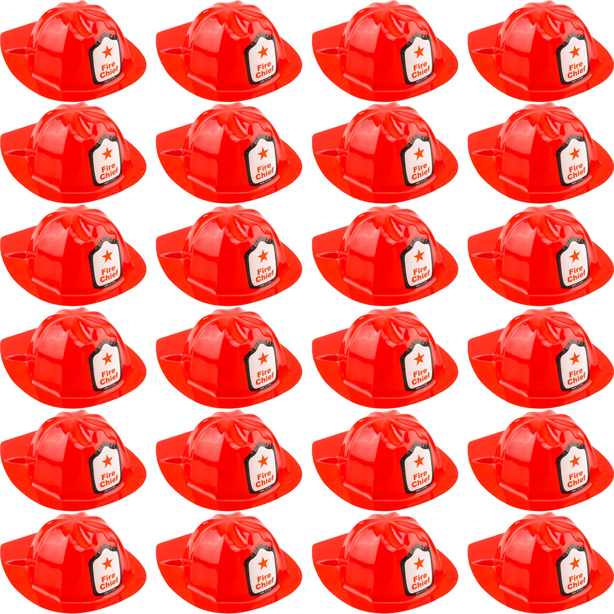 Cotiny 24 Pack Kids Firefighter Helmet Novelty Fire Helmet Firefighter Cosplay Hats for Kids Firefighter Theme Party Costume Accessory Dress Up Gift
