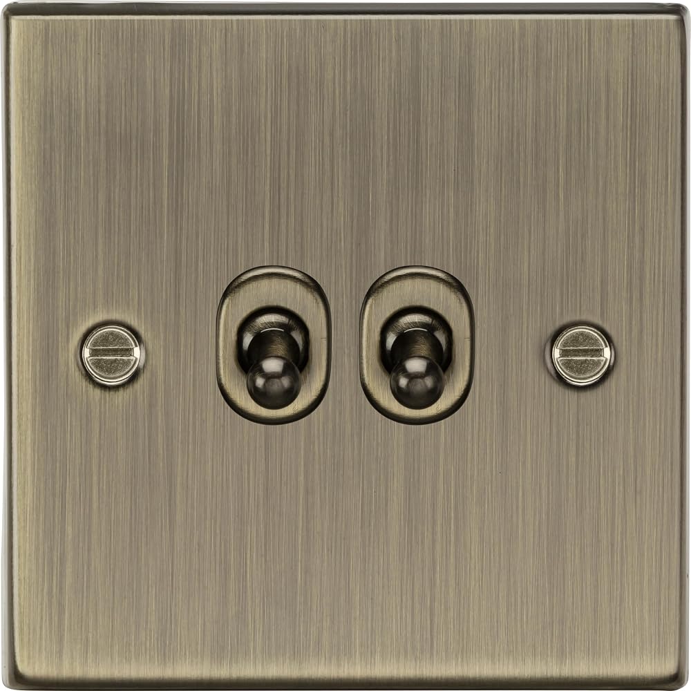 Knightsbridge 10AX 2G 2 Way Toggle Switch Square Edge Antique Brass