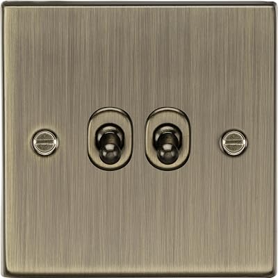 Knightsbridge 10AX 2G 2 Way Toggle Switch Square Edge Antique Brass