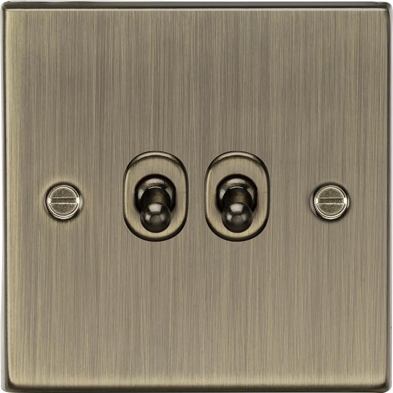 Knightsbridge 10AX 2G 2 Way Toggle Switch Square Edge Antique Brass
