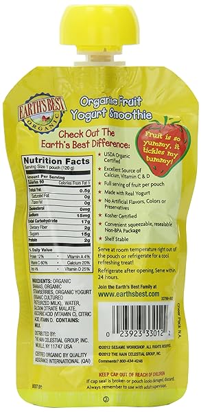 EARTH’S BEST SESAME STREET FRUIT YOGURT SMOOTHIES – STRAWBERRY BANANA – 4.2 OZ – 6 PK