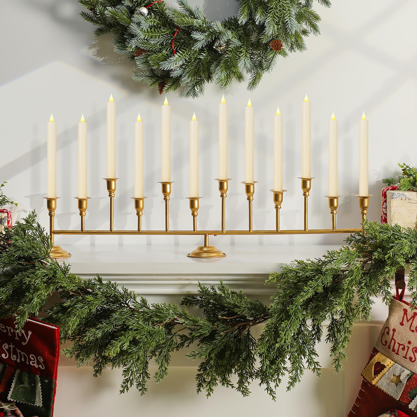 Photo 1 of Chengu Gold Candelabra Candle Holders 12 Arm 7 Inch Tall Taper Candlestick Holder Vintage Table Centerpiece Decor for Christmas Wedding Birthday Party Dining Room Holiday Mantle Fireplace Kitchen