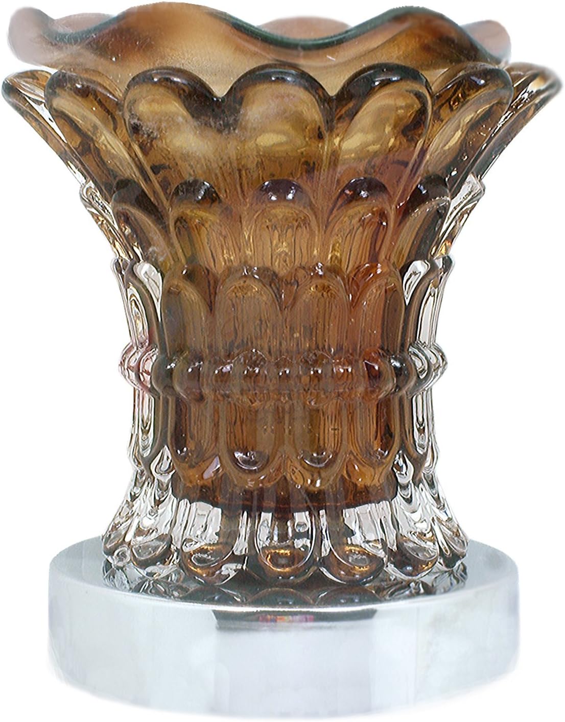 Aromar Spa Touch-Activated Electric Oil Lamp: Aromatherapy Essential Oil & Wax Burner / Warmer / Diffuser With High-Powered 50-Watts Dimmable Halogen Bulb: Brown Flower